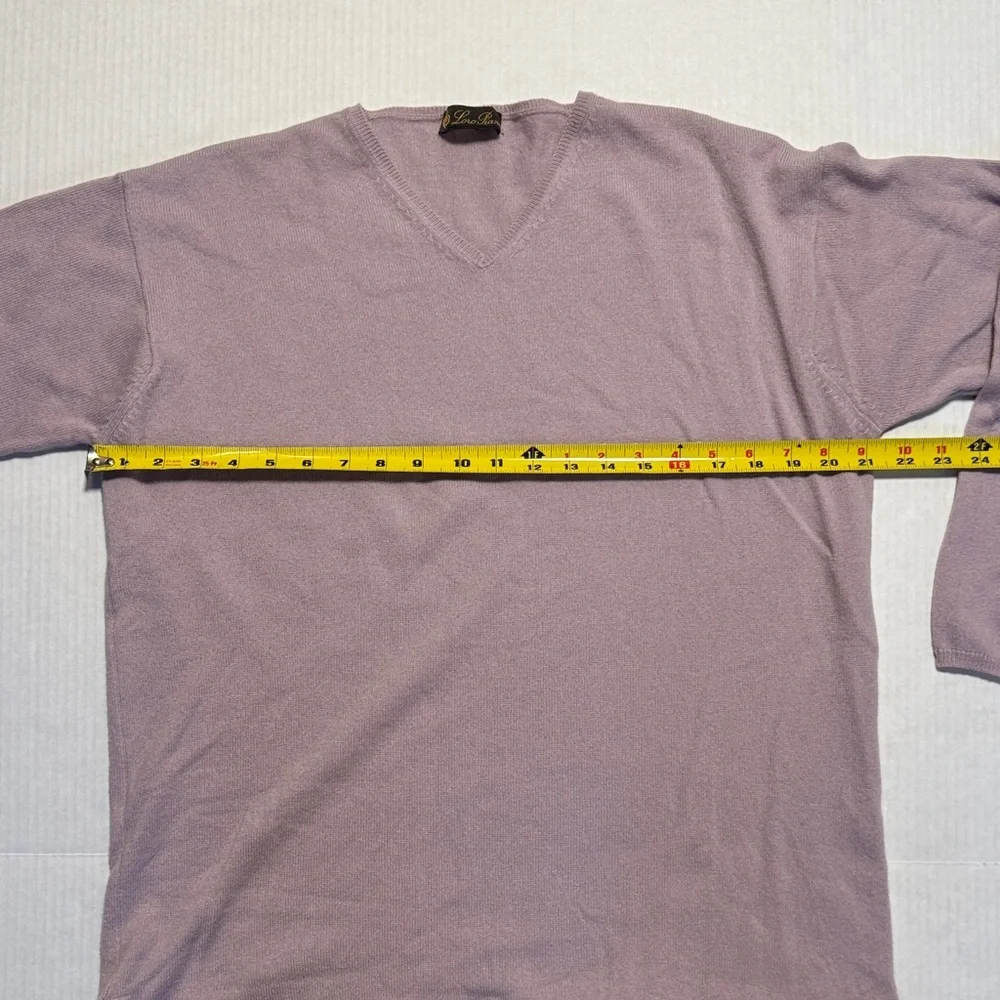LORO PIANA 100% Cashmere Dusty Light Mauve V-Neck Long Sleeve Sweater 46 US 10 - Picture 5 of 10